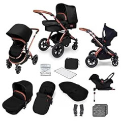 Ickle Bubba Stomp V4 All-in-One Travel System with Carry Case, Reversible Pushchair (Black on Bronze Chassis, Travel System + Galaxy Car Seat)