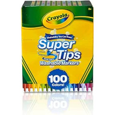 Crayola Super Tips mazgājamie marķieri, iepakojumā 100, daudzkrāsaini