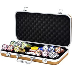 AtKits 300 Piece Poker Set, 14 Gram Casino Game Chips, Clay Composite Chips with Aluminium Shell, Dealer Button for Poker, Texas Hold'em, Blackjack