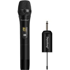 Depusheng W1 UHF bezvadu mikrofonu sistēmas dinamiskais rokas mikrofons, ko izmanto karaoke un ģimenes salidojumiem, izmantojot mikserus, PA sistēmas