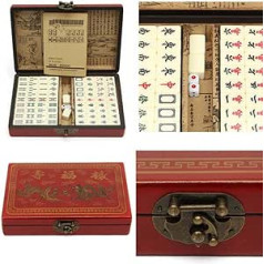 RATSTONE Mahjong, Mahjong Mahjong Set, Portable Traditional Chinese Mini Mahjong Game with 144 Stones for Family Games, Parties and Fun Games for Adults for Killing Time