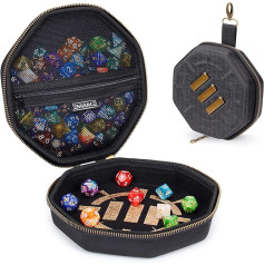 ENHANCE Table Games Cube Case and Cube Rolling Tray - Dice Tray and Storage Container for up to 150 RPG Dice - Robust Protective Design with Soft Interior - Table Games Accessories (Black)