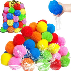 60 Reusable Water Balls, Water Soaker Balls for Outdoor Toys and Games, Beach Balls for Kids and Teens, Boys and Girls - Summer Activity Balls for Pool and Backyard Fun