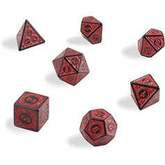 Set of 7 JDR Dice Role Playing Game Red and Black Compatible with DND RPG Dungeons & Dragons Acrylic Durable Easy to Read Well Balanced Customizable for Board Games