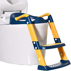 TOWRITE Folding Potty Training Ladder Soft Padded Height Adjustable Non-Slip with Splash Guard Blue