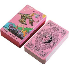 Cakunmik Tarot Cards with Manual for Beginners, 78 Waterproof Luxury Gold Foil Anti-Wrinkle PVC Holographic Tarot Cards Deck for Fortune Telling Players, Pink