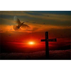 1000 Piece Puzzle - Dove and Cross 75 x 50 cm (29.52 x 19.68 inches)