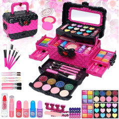 Children's Make-Up Set Girls Vanity Case Girls – 57 Pieces Washable Make-Up Set Girls Toy Princess Christmas Birthday Gifts for Girls 4 5 6 7 8 9 10 11 12 Years
