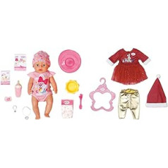 BABY Born Zapf Creation 827956 Magic Girl 43 cm with Magic Dummy and 10 Lifelike Functions & Zapf Creation 830284 Christmas Dress 43 cm