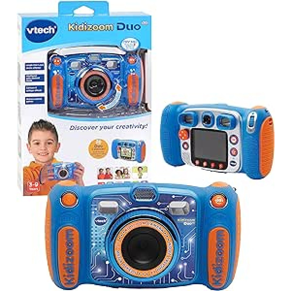 Vtech Kidizoom Duo 5.0 Digital Camera for Kids, 5 MP, Color Display, 2 Lenses, English Version, Blue