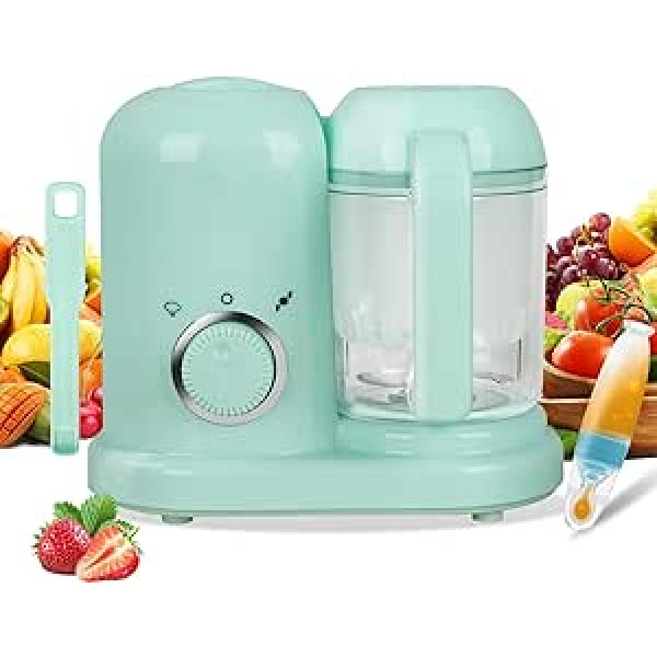 Multifunction Robot 4-in-1 Baby Food Preparer Food Diversification Steamer Blender Defrosting Heating Gentle Steaming Fast Steaming (Green)