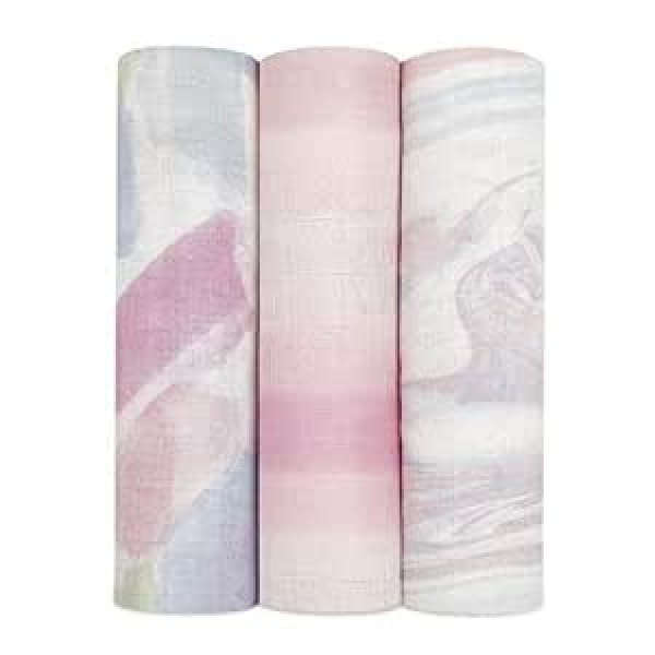 aden + anais Swaddle Blanket - Pack of 3, Florence | Zīdaini mīksts 120 x 120 cm | Liels 100% elpojošs bambusa muslīna kokvilnas autiņu komplekts meitenēm un zēniem | Jaundzimušo un bērnu miegs