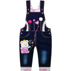 KIDSCOOL SPACE Baby Denim Dungarees, 3D cute karikatūra Denim Dungarees, Blue-5049