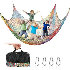 Climbing Net Playground, Double Layers Children's Safety Net Climbing Frame Net Children's Swing Garden, 1 x 3 m / 2 x 3 m / 3 x 3 m Fall Protection Net for Playground Net Rainbow Colours (3 x 3 m)