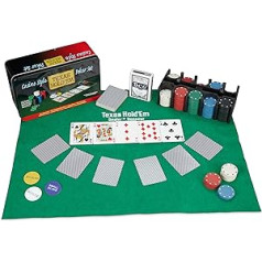 Relaxdays pokera komplekts, 200 žetoni, spēļu paklājiņš, 2 kāršu kavi, dīlera poga, aklās pogas, kazino sajūta, profesionāla pokera spēle, 9 x 24 x 15 cm