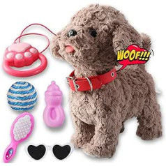 Dog Toys Set for Dogs with Barking and Walking, Singing Puppy Repeat What You Say Teddy with Control Lead, Electronic Dog, Touch or Voice Control, Music Dance