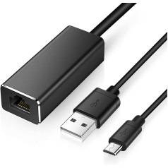 XTVTX Ethernet adapteris Chromecast ierīcei un TV Stick 10/100 Mbps, USB uz RJ45 LAN tīkla adapteris Chromecast ierīcei, Google Home Mini un Fire TV Stick ar USB 2.0 barošanas kabeli barošanas avotam