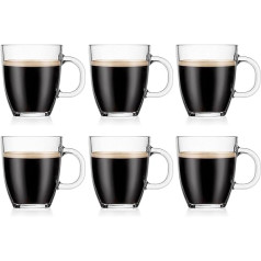 Bodum 0.35 Litre 6-Piece Borosilicate Glass Bistro Coffee Mug, Transparent