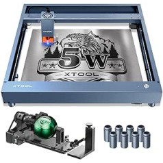 xTool D1 Pro lāzergravēšanas iekārta ar RA2 Pro Rotary - 24000 mm/min CNC lāzergravētājs un lāzergriezējs, 4 robežvērtību slēdži, lāzergravēšana kokam, stiklam utt. (430 x 400 mm)