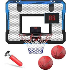 Lomug mini basketbola grozs bērniem, iekštelpu basketbola grozs bērniem, basketbola grozs ar automātisku punktu skaitīšanu ar 2 bumbām, iekštelpu sporta rotaļlieta, birojs, sienas stiprinājums, basketbola dēlis, mājas