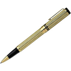 Xezo Tribune Diamond Cut Rollerball Pen — 18 k zelta slāņains, smalki griezts skrūvējams tops — Tribune Gold RG-1