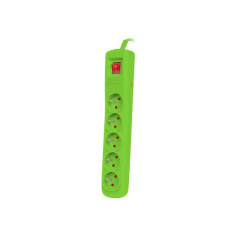 Bercy 400 surge protector strip 1.5m (5 sockets) green