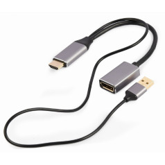 Gembird active 4k hdmi uz displeja porta adapteri (f) melns, 10cm