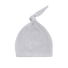 Gray cotton cap with a white heart 1-3 months