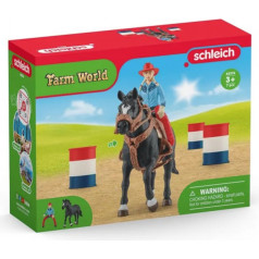 A set of cowgirl figures and a race around farm world barrels