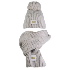 UGG chunky Rib Knit Beanie Pom Set 21883-LGRY / Viens izmērs