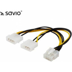 Savio AK-18 barošanas kabelis | 18 cm | 2x4 kontakti Molex (M) | 1x8 kontakti EPS