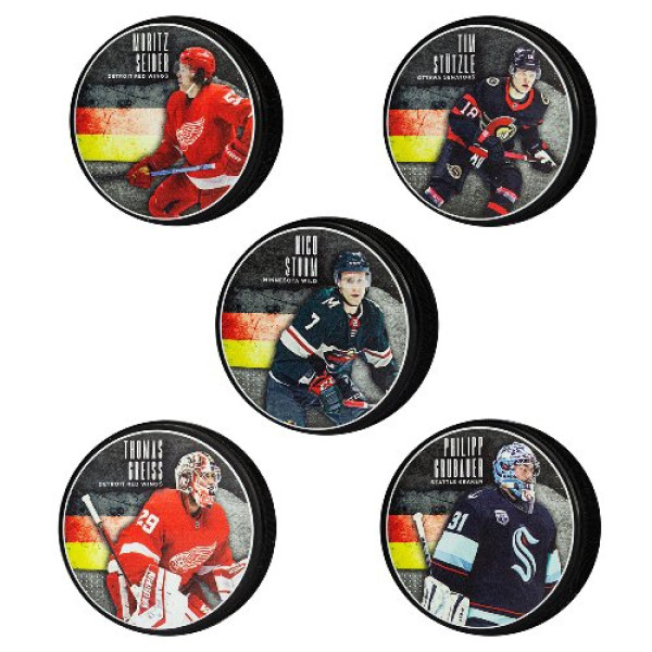 NHLPA German Player Pucks - Blister each