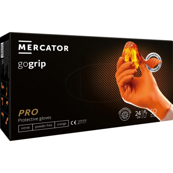 Mercator Gogrip oranži nitrila cimdi 50 gab., izmērs XL