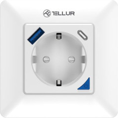 Tellur Smart WiFi Wall Plug 3600W 16A, PD20W, USB 18W, energy reading, white