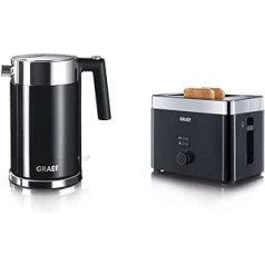 Graef WK 62 Stainless Steel Kettle Acrylic Black & Toaster TO 62 Black