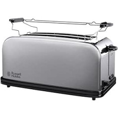 Russell Hobbs Adventure Toaster 2 Slot, Long Slot, 2 Extra Wide Slotted Chambers for 4 Slices of Toast, incl. Bun attachment, 6 adjustable browning levels + defrosting function, 1600 W, 23610-56