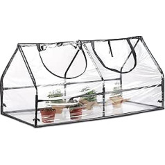 Relaxdays Film Cold Frame H x D 60 x 120 x 60 cm 2 Windows Pointed Roof Cold Frame Growing Greenhouse PVC Transparent