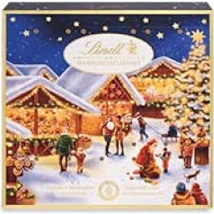 Lindt Schokolade Weihnachtsmarkt Mini-Tisch-Adventskalender 2023 | 115 g | 24 suße Mini Kugeln in verschiedenen Sorten | Schokolade für die Weihnachtszeit | Schokoladen-Geschenk