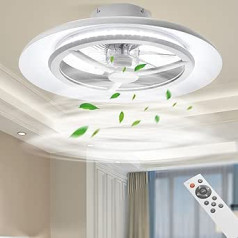 BKZO 55 cm LED griestu lampa ar ventilatoru, griestu ventilatora gaismas bez abažūra, regulējami vēja ātrumi, aptumšojama gaisma, moderns ventilatora apgaismojums, 3000-5500K