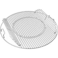 Onlyfire Stainless Steel Cooking Grate, Diameter 54.5 cm, Round Cooking Grate with Handle, Removable Cooking Grate for Pizza Stone, Wok, Pan, for Weber 57 cm Kettle Grill, Charcoal Grills, Double