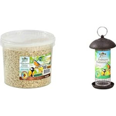 Dehner Natura Wild Bird Feeder, Half/Whole Peanuts, 3.4 kg & Natura Wild Bird Feeder, for Peanut Kernels and Raisins, Approx. 20 x 13 x 13 cm, Metal, Black