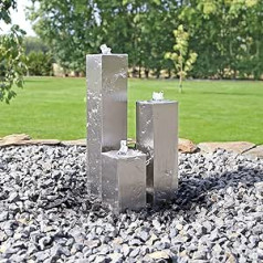 CLGarden Stainless Steel Fountain ESB8 Design Column Fountain Square with LED Lighting Water Feature Set