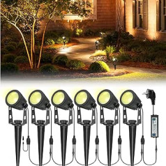 Litake Garden Lighting LED, Pack of 6 3 W Pagarināms dārza apgaismojums ar zemes smaili 21 m LED dārza gaismas ar adapteriem IP65 Ūdensizturīgs 3000 K Silti balts dārza lampa Dārza prožektors dārza zālienam