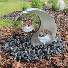 CLGarden Stainless Steel Fountain Yin Yang with LED Lighting Complete Set