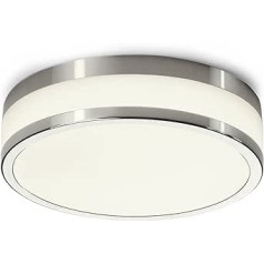 Licht-Erlebnisse LED griestu lampa balts stikls hroms metāls 29 cm apaļš 4000 K 940 lm IP 44 griestu gaisma vannas istabai