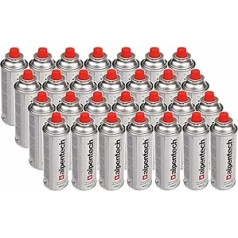 Alpen Camping Alpentech IK300 28x butāna gāzes kasetne gāzes pudele gāzes plītij Camping plīts Bunsen deglis lodēšanas deglis 400 ml (iepakojumā 28)