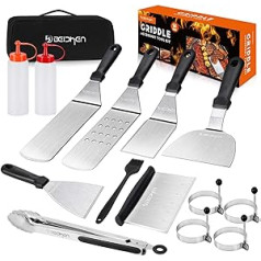 BEICHEN Barbecue Spatula Barbecue Cutlery Set, 15 Pieces, TÜV-Certified Barbecue Spatula, BBQ Tool Set, Stainless Steel for Indoor and Outdoor Use, Teppanyaki and Camping