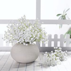 JUSTOYOU 10 Pcs Artificial Baby Flower Bouquets 30 Bouquets Artificial Gypsophila Wedding Party White
