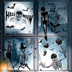 9 Sheets Halloween Window Stickers, Ghost Bats Halloween Decorations for Windows Glass Walls Display Halloween Haunted House Party Supplies