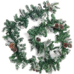 Belle Vous Artificial Fir Garland with Pine Cones - Soft Green Fir Garland 270 cm - Snowy Garland Christmas Fir Garland for Indoor, Stairs, Fireplace, Wedding & Party Decoration